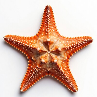 Orange starfish on white background