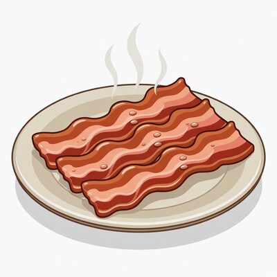 Steaming Bacon Strips on Plate