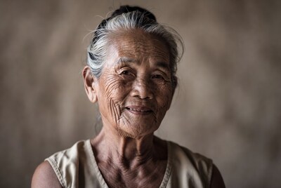 Elderly Asian woman smiling