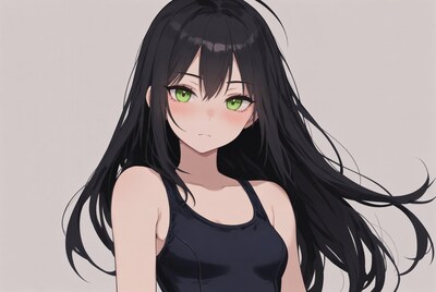 Anime girl with green eyes