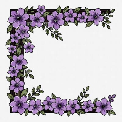 Purple Flower Frame Border
