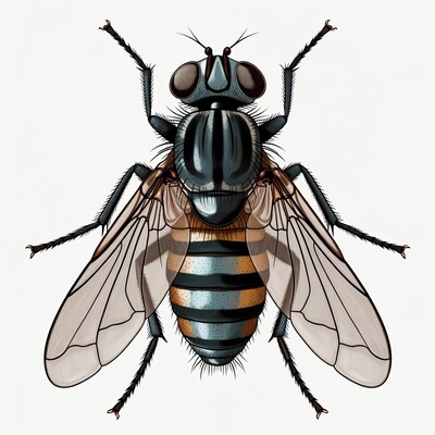 Detailed illustration of housefly
