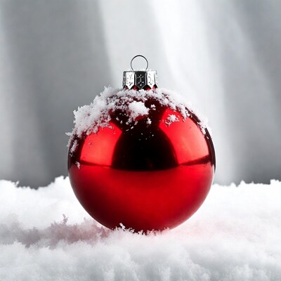 Red Christmas Ornament with Snow