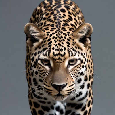Leopard staring with intense eyes