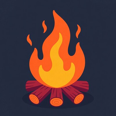 Cartoon Campfire Burning Bright