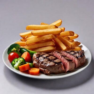 Grilled Steak with Fries and Vegetables
