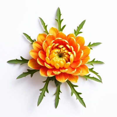 Orange Chrysanthemum Flower on White Background