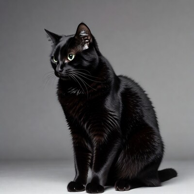 Black cat with green eyes