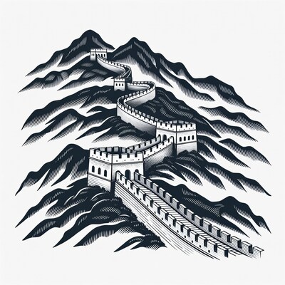 Great Wall of China on Mountains
