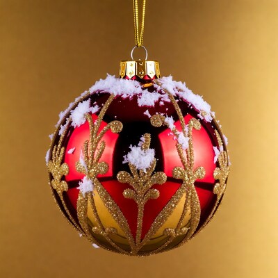 Red Christmas Ornament with Snow