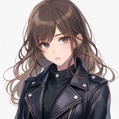 Anime girl in leather jacket