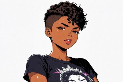 African-American woman with curly undercut