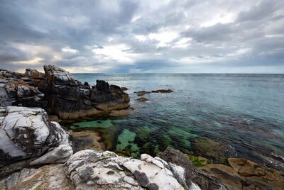 Stormy Sea with Rugged Rocks