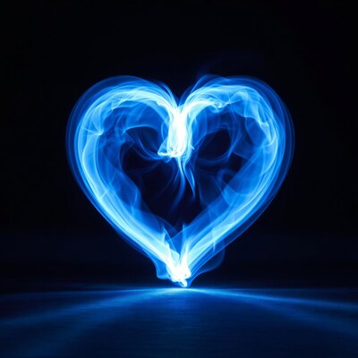 Glowing Blue Light Heart