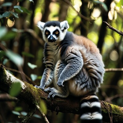 Ring-tailed lemur on jungle branch