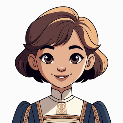 Smiling Asian girl in Renaissance dress