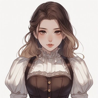 Anime girl in Victorian corset dress