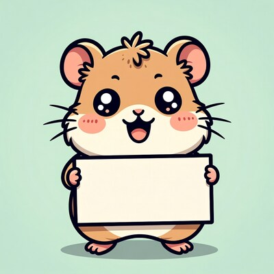 Cute hamster holding blank sign