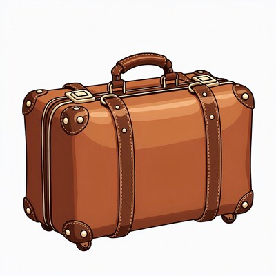 Vintage Brown Suitcase Illustration