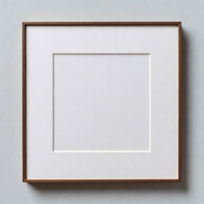 Empty White Mat in Brown Wood Frame