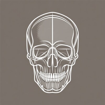 Line Art Human Skull Illustration