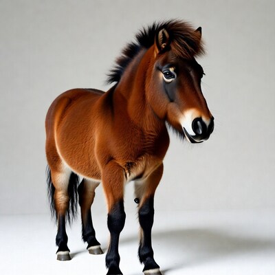 Bay Shetland Pony Standing