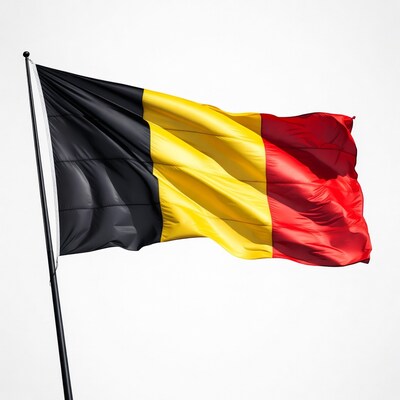 Belgium Flag Waving on Pole