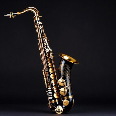 Gold sax on black background