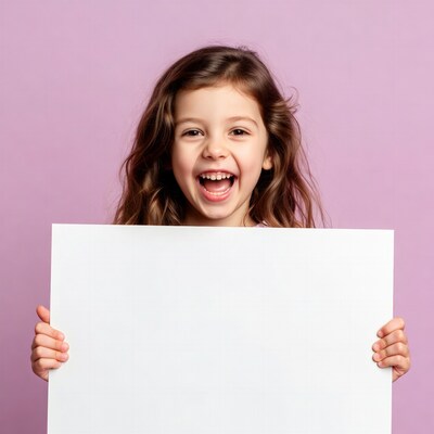 Girl holding blank sign