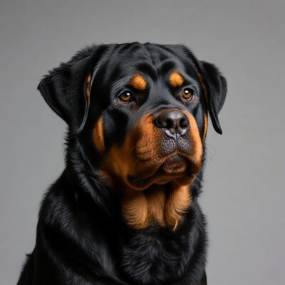 Rottweiler dog close-up portrait
