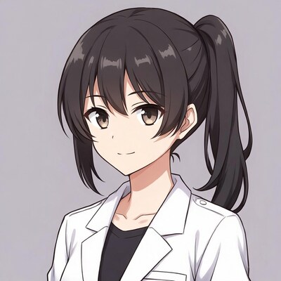Anime girl in white lab coat