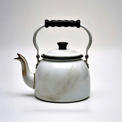 Vintage white enamel teapot