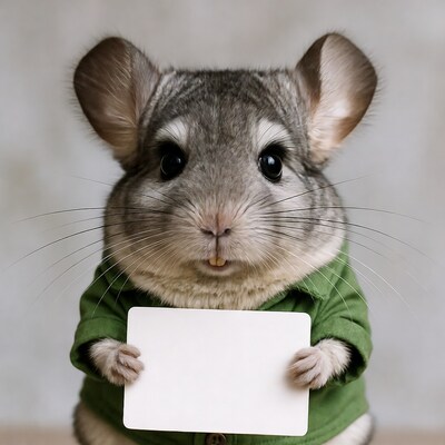 Chinchilla holding blank sign