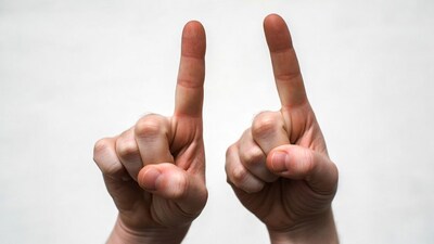 Two hands peace sign gesture