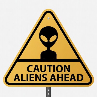 Caution Aliens Ahead Sign