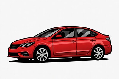 Red Sedan Car Illustration