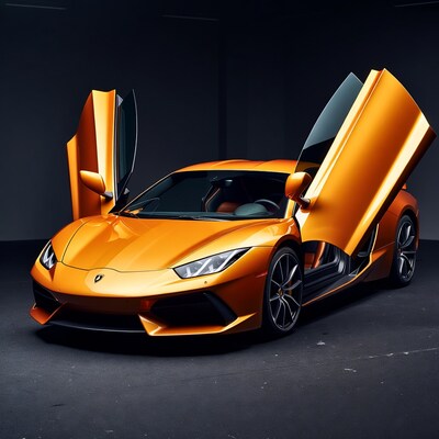 Orange Lamborghini Huracan with Open Doors