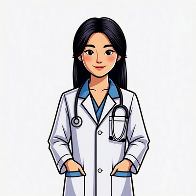 Asian woman doctor with stethoscope