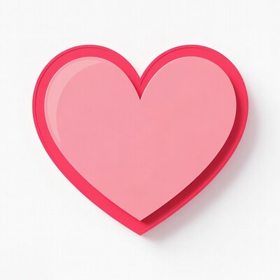 Pink 3D Heart on White Background