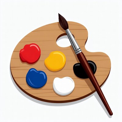 Artist Palette with Paintbrush