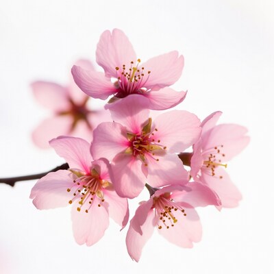 Pink Cherry Blossom Flowers on Branch