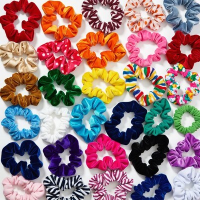 Colorful Scrunchies on White Background