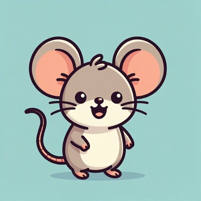 Cute cartoon mouse smiling