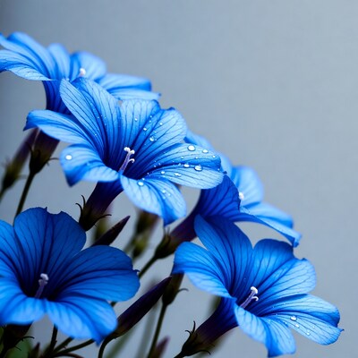 Blue flowers with water droplets