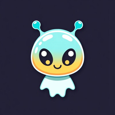 Cute Cartoon Alien Smiling