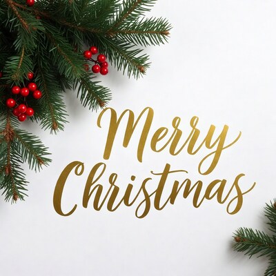 Merry Christmas with Fir Branches