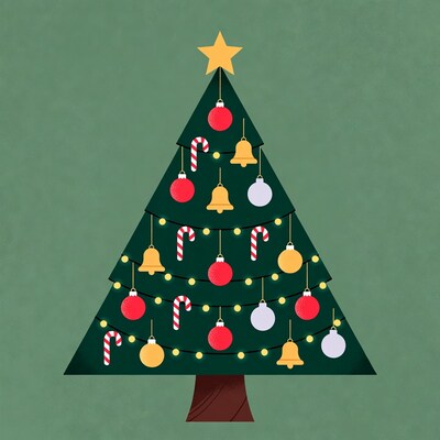 Decorated Christmas Tree Illustration
