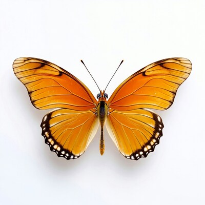 Orange butterfly on white background