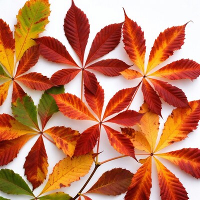 Colorful Autumn Maple Leaves on White