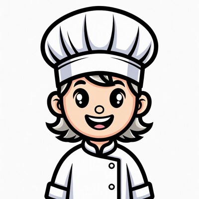 Cartoon girl chef smiling